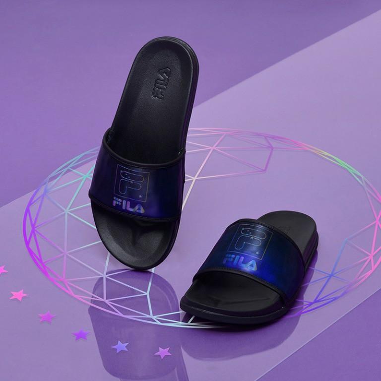 Instock Fila x BTS Voyager Collection Sleek Tender Shine Slides
