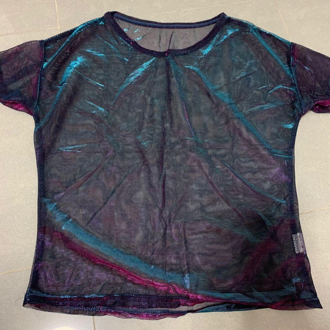 purple fishnet top