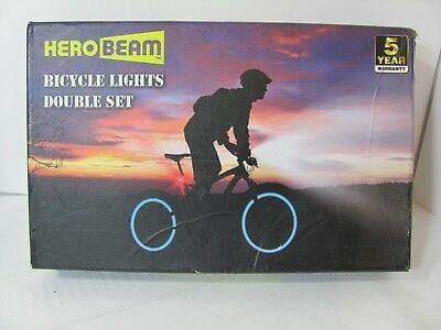 HeroBeam Bike Lights Double Set The Ultimate Lighting and Safety Pack of Super Bright Front Bicycle Lights Tail Lights and Wheel Lights Includes
