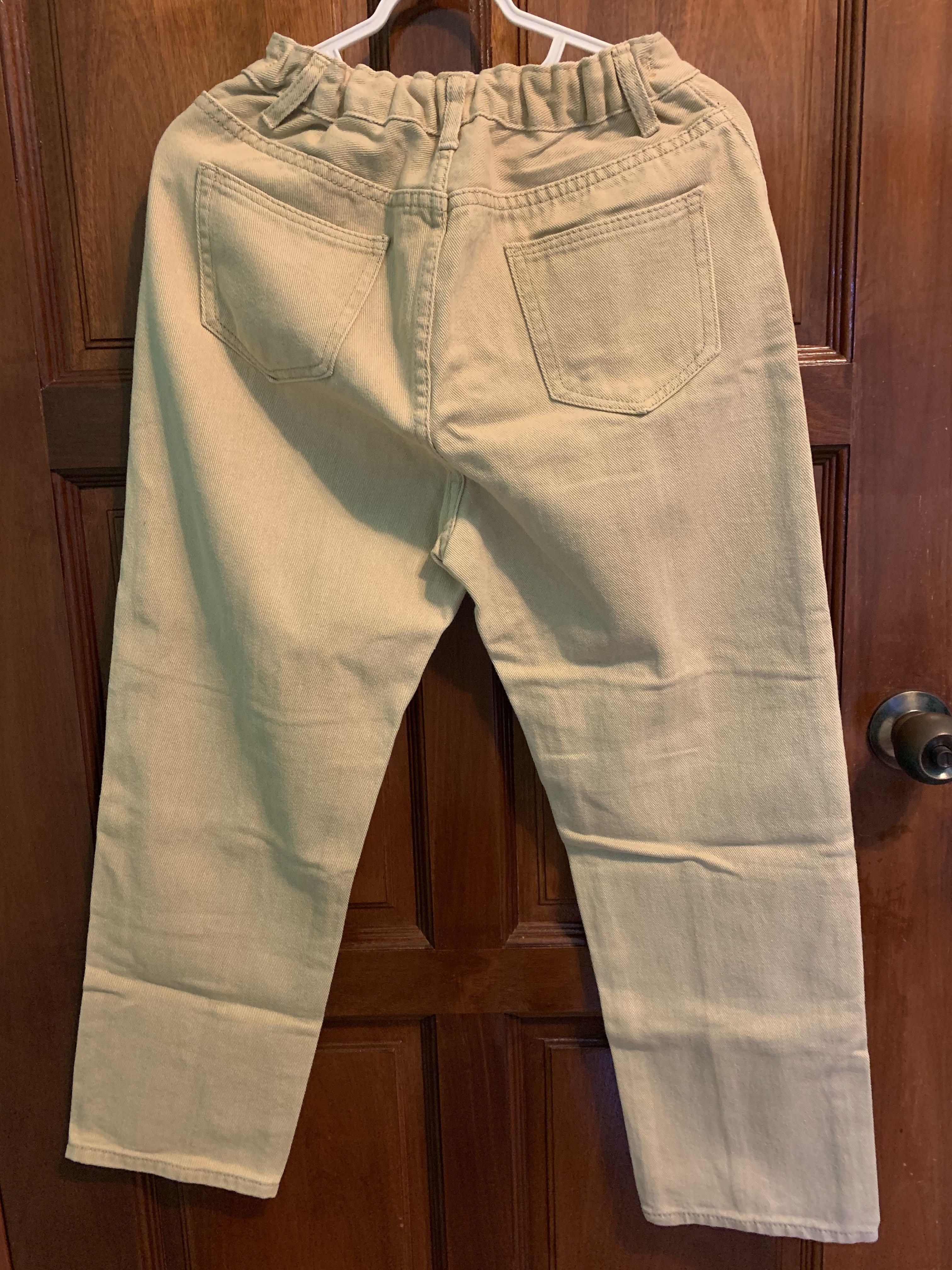 Elastic band khaki pants clearance