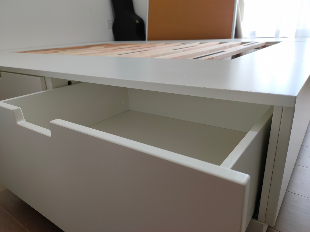 Ikea Nordli Bed Frame With Storage White 160x200 Cm Furniture Beds Mattresses On Carousell