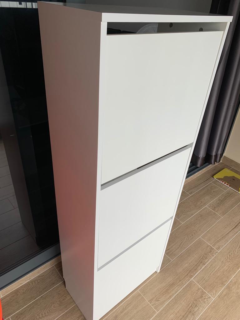 Ikea Bissa Shoe Cabinet 3 Compartments White 49x135 Cm Furniture Shelves Drawers On Carousell