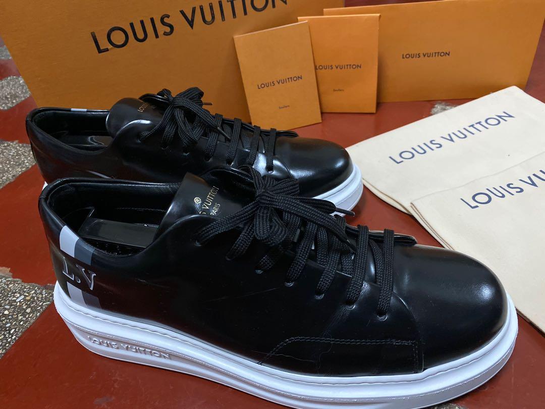 Louis Vuitton Men's Black Glazed Leather Berverly Hills Sneaker