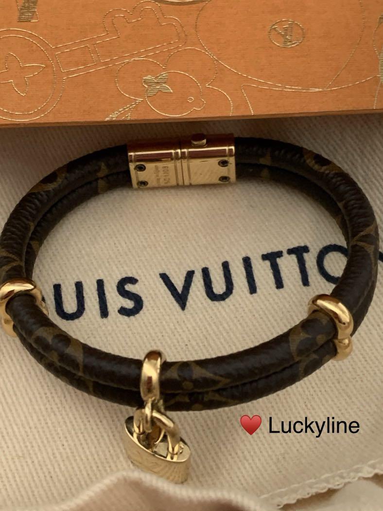 Louis Vuitton Leather and Gold Plated Brass Hardware Cuff Bracelet