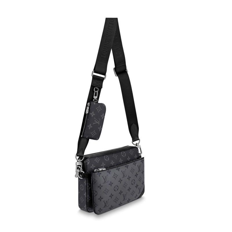 Louis Vuitton Christopher Monogram Eclipse Reverse PM Gray in Coated Canvas  with Silver-toneLouis Vuitton Christopher Monogram Eclipse Reverse PM Gray  in Coated Canvas with Silver-tone - OFour