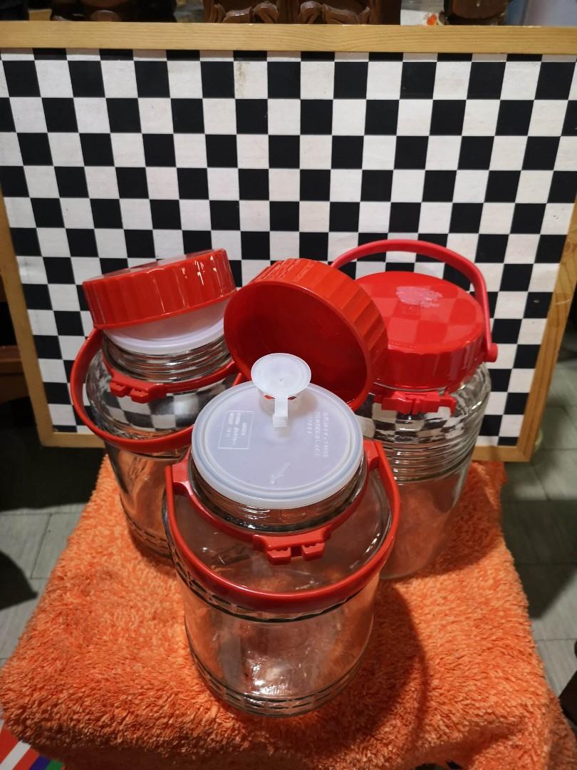 Mason Glass Jars with lid and handle (Category: Other Kitchenware & Tableware) located in Santa Maria. Submitted by casa_de_marques (Listing ID 1024079154, Image 1). Description: 7 units available 5 made in Taiwan 2 made in japan 4-5liters capacity water tight! with inner liquid.stopper please see pics makakapal as in! quality yung gawa 699.each. take all for 4.2k.