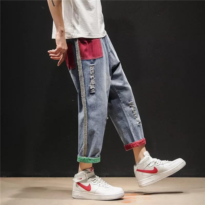 patchwork jeans mens