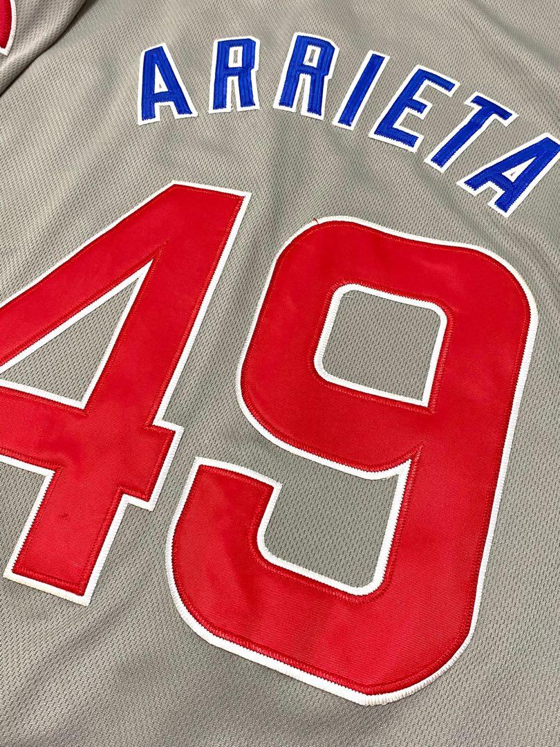 Men's Chicago Cubs #49 Jake Arrieta Blue Throwback Jersey on sale