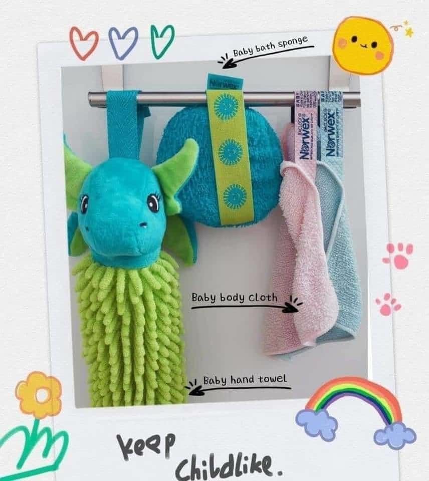 Ready Stock^ NORWEX baby kids cloth sponge towel chenille, Home