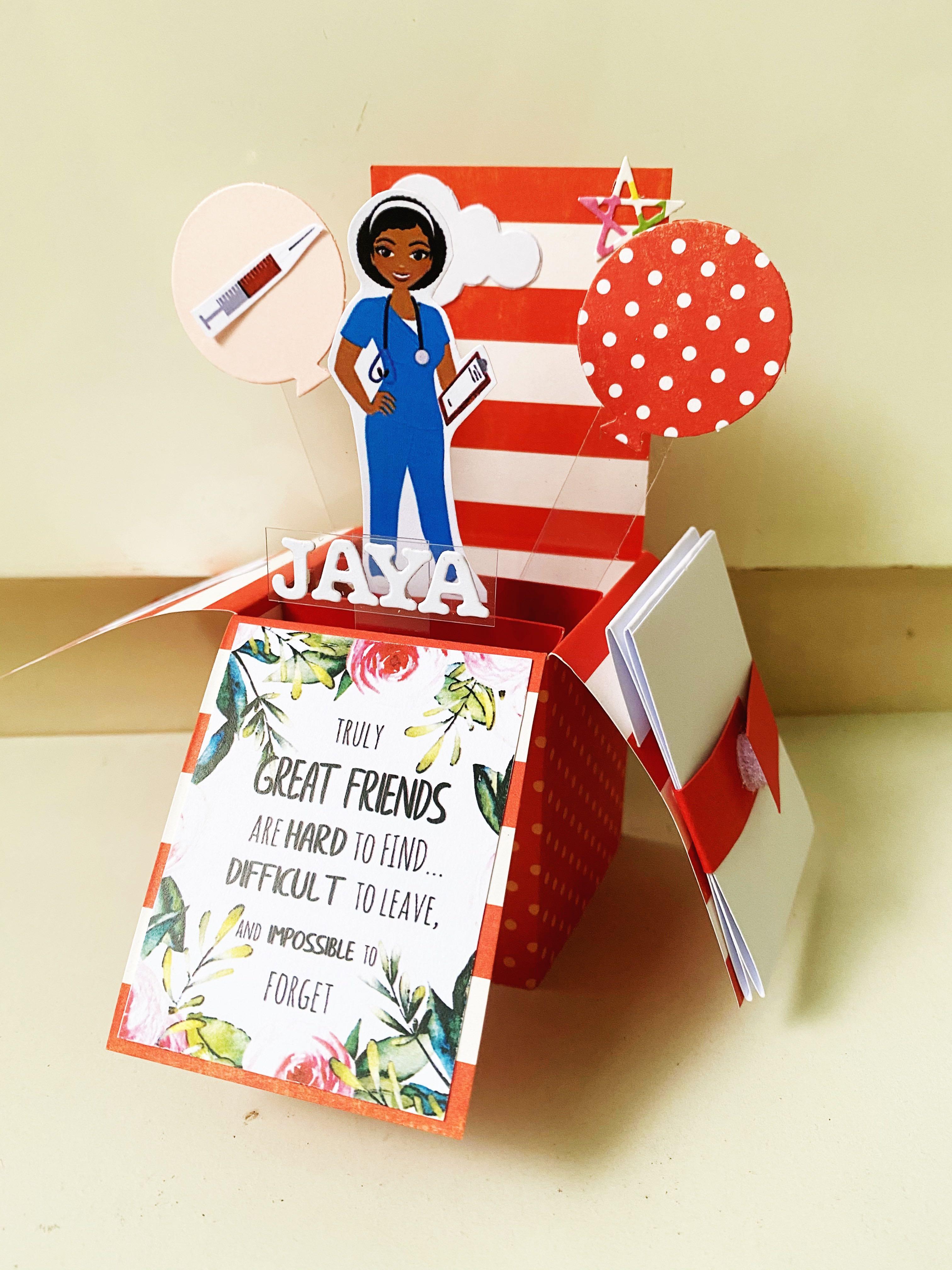 nurse friend farewell mini pop up card