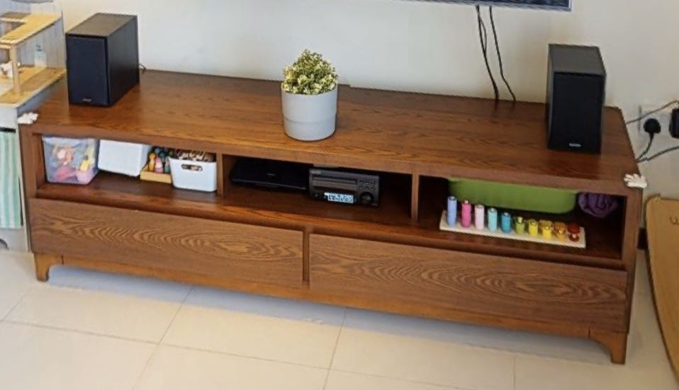 Picket and Rail TV console, Furniture, Shelves & Drawers on Carousell