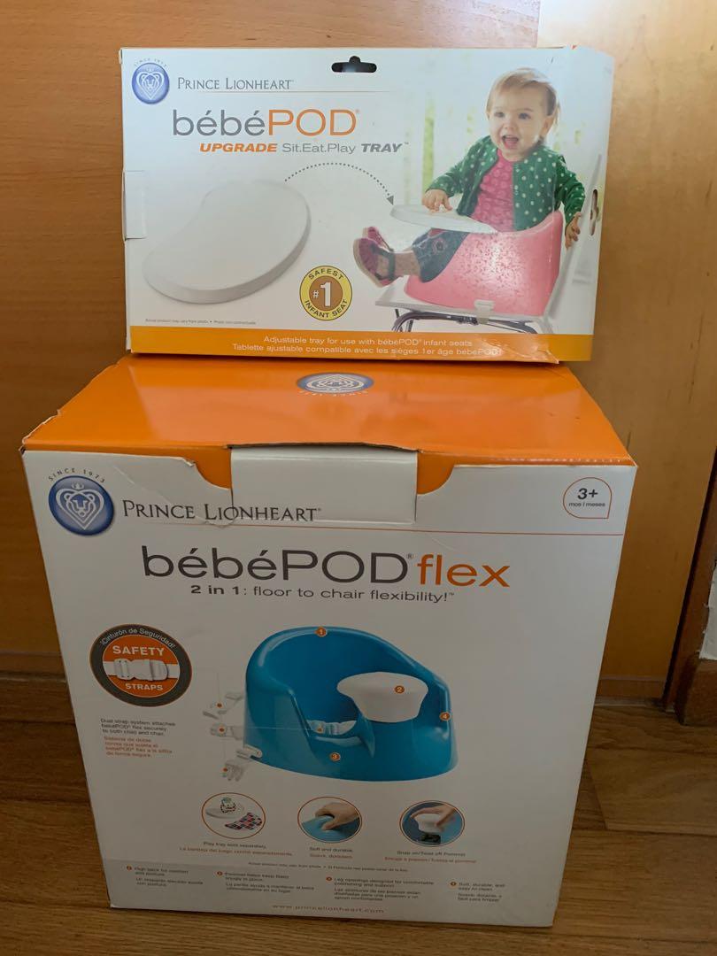 Prince Lionheart Baby BébéPOD Flex Plus – Seggiolino Pappa Portatile, Rosso, Con Vassoio E Giocattolo