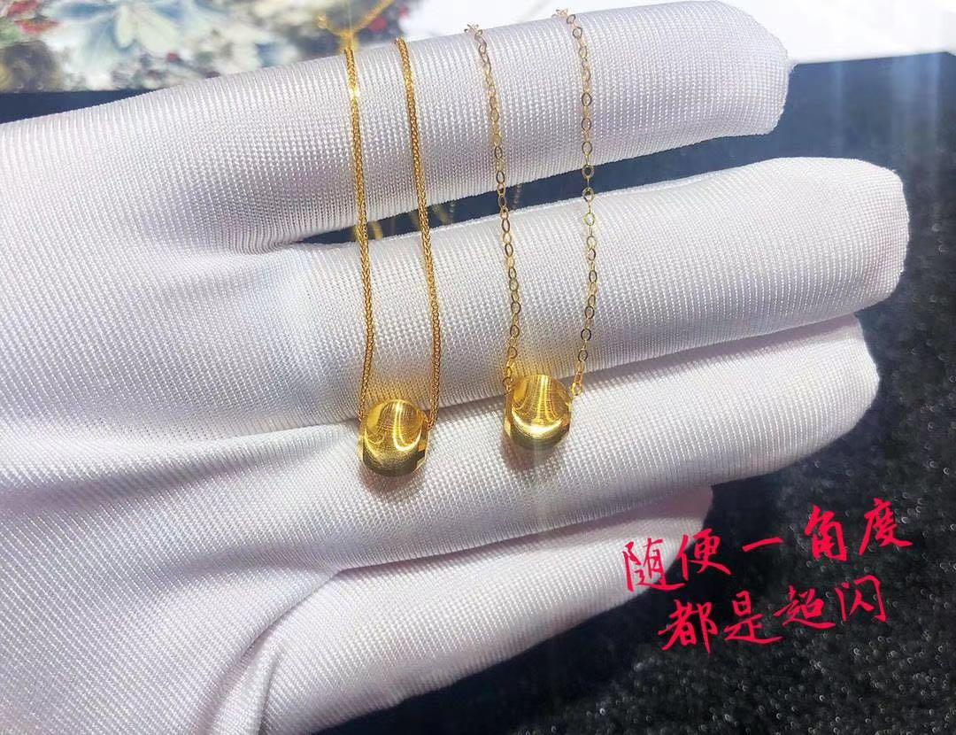 Real 999 pure gold pendant with 18K gold chain necklace Women s