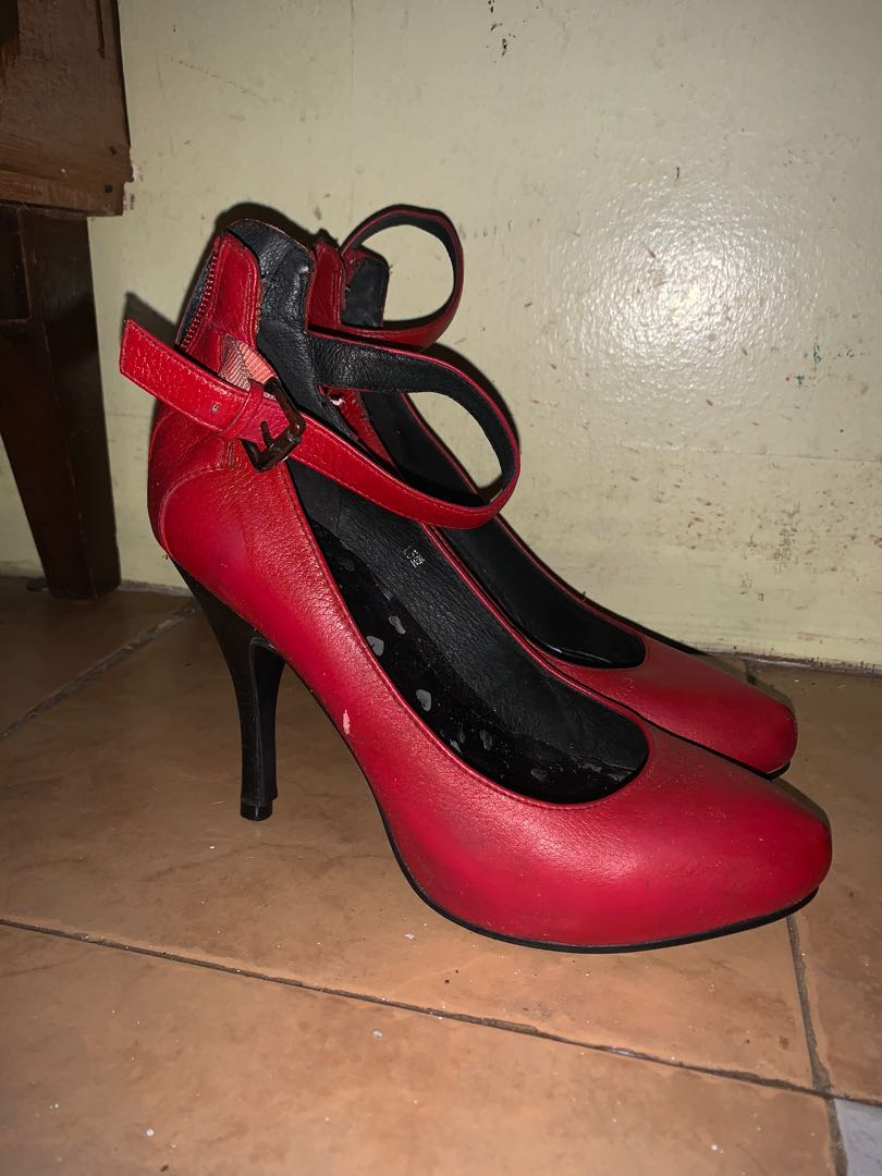 red heels with pearls