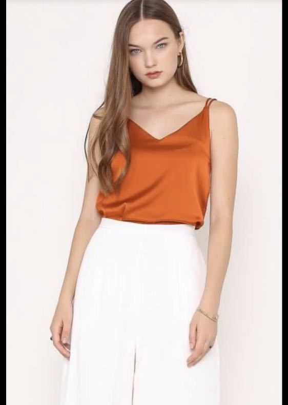 satin rust top