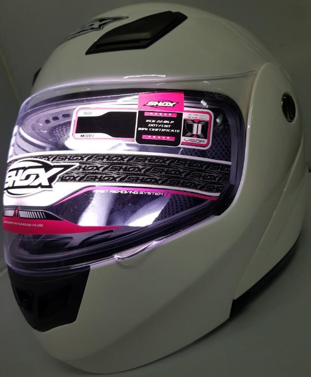 Shox Bullet Flip Front Motorcycle Helmet White M 57 58 1650 Grs