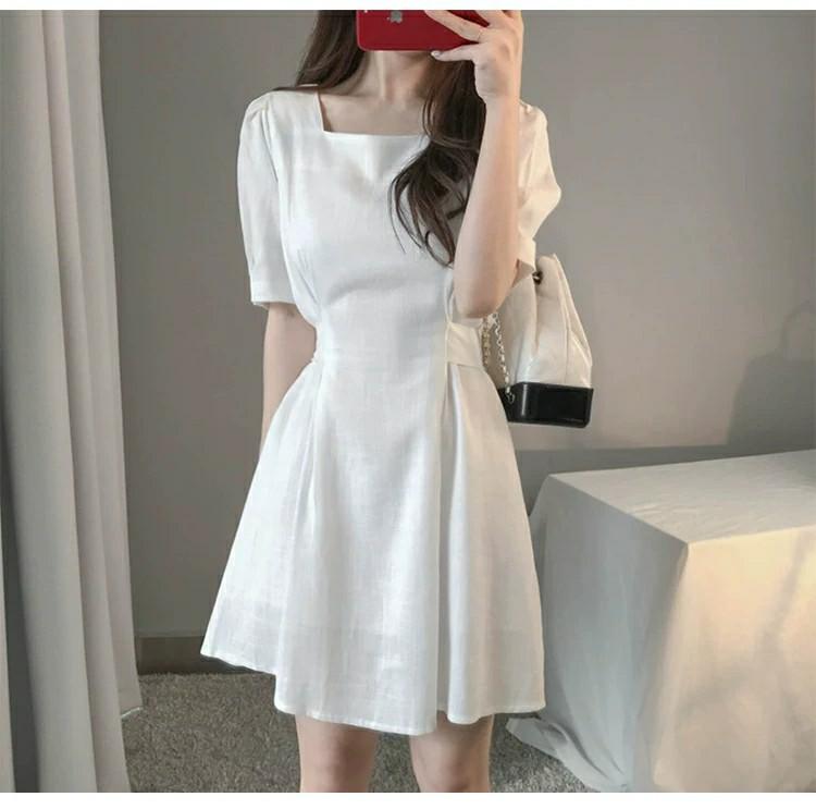 White dress above the knee best sale