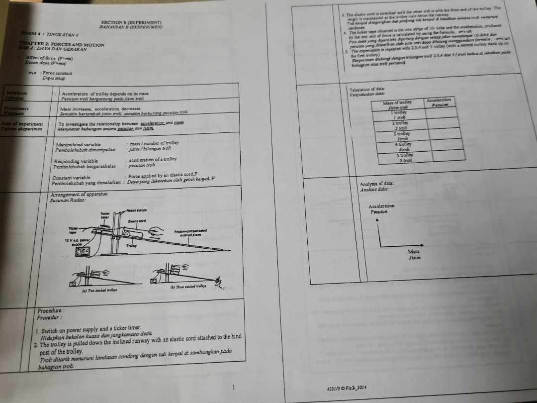 Spm Paper3 Compilation Of Experiments Books Stationery Books On Carousell