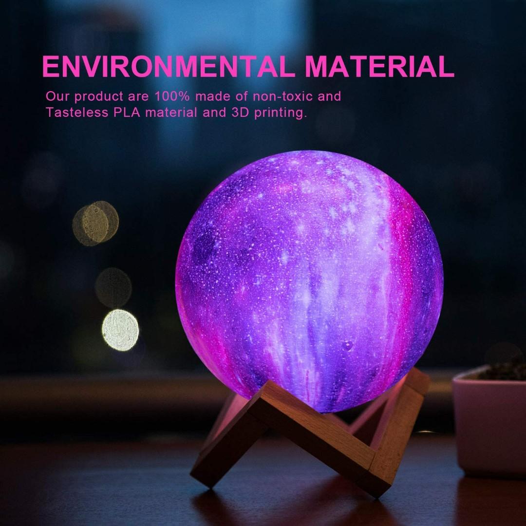 Star Moon Lamp PREKIAR 16 Colors 15cm LED 3D Print Moon Light with Stand Remote Touch Control and USB Rechargeable Bedrooms Bedside Night Lights