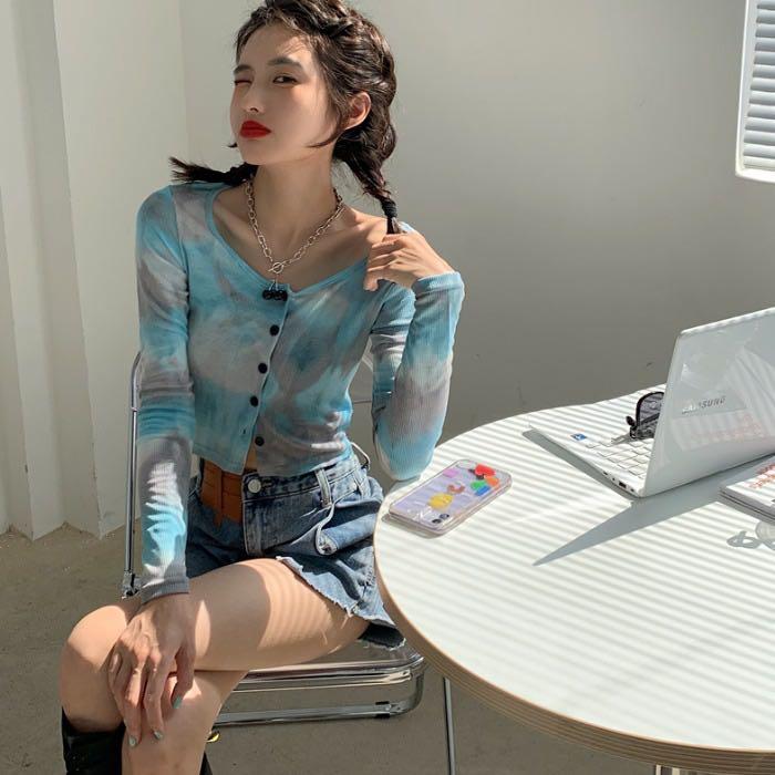 tie dye cropped cardigan