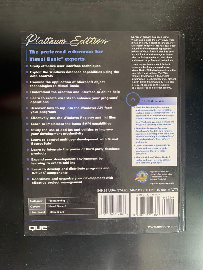 Using Visual Basic 6 Platinum Edition (Category: Office & Business Technology) located in Singapore. Submitted by fleming.chin (Listing ID 1023968511, Image 2). Description: Programming book for Visual Basic.