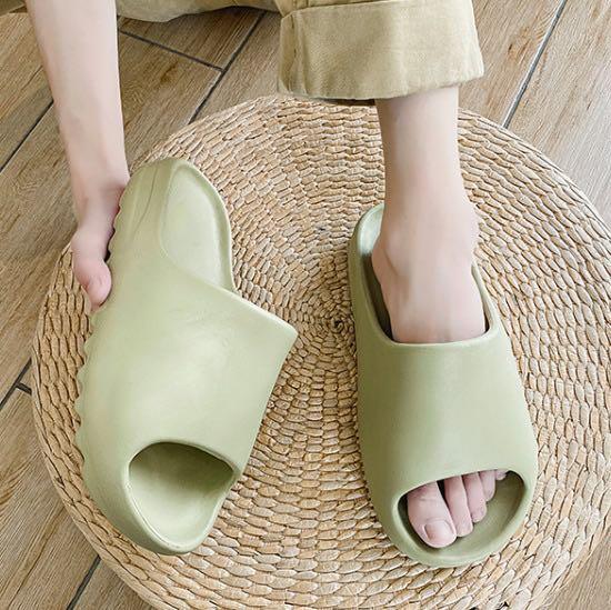 cream yeezy slides