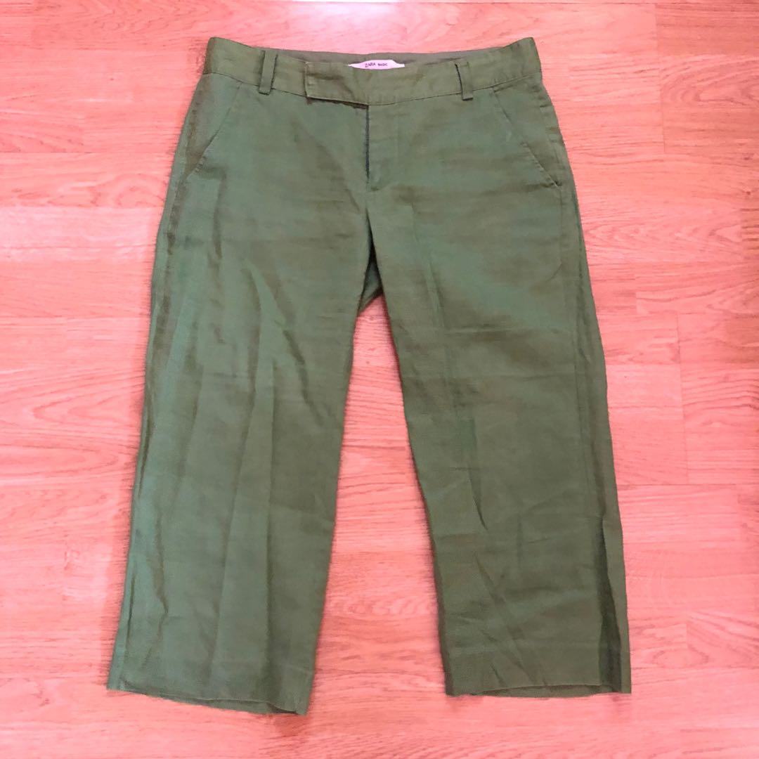 Zara Green Pants, Women's Fashion, Bottoms, Other Bottoms on Carousell
