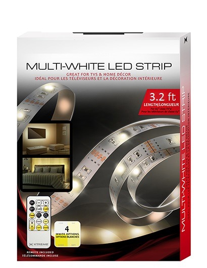 3.2ft Multi-White USB LED Light Strip With Remote Control