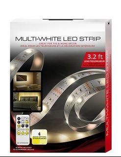 3.2ft Multi-White USB LED Light Strip With Remote Control