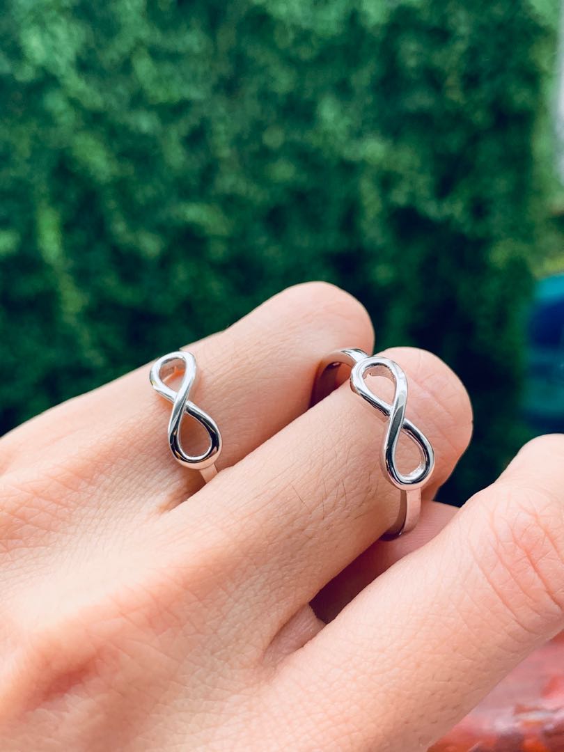925 Sterling Silver Engraved Name Infinity Ring Matching BFF Ring