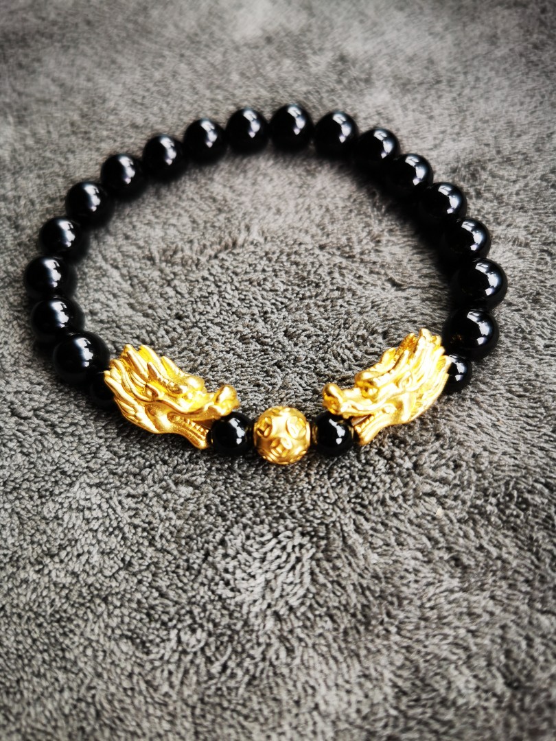 999 gold Double Dragon head bracelet Women s Fashion Jewelry