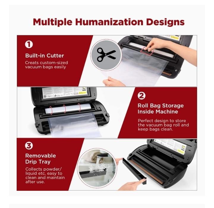 ABOX Heavy Duty Professional Vacuum Food Sealer Sealing Machine Built