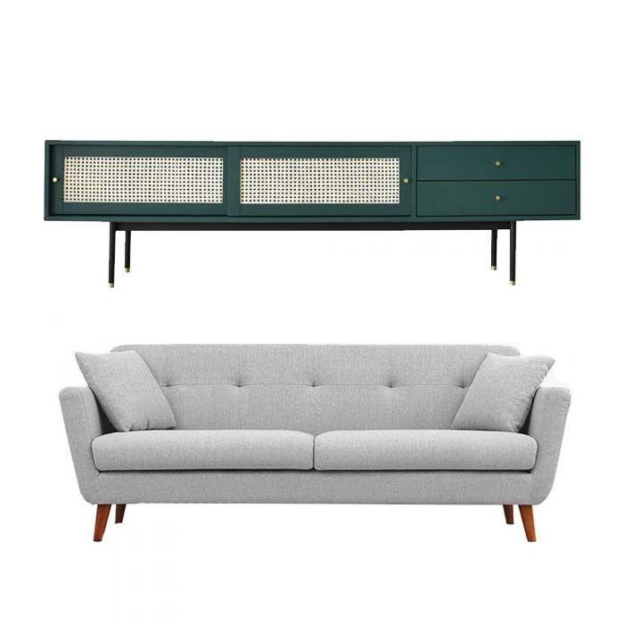 Abraham 3 Seater Sofa And Bistro Rattan Tv Console 2000 Set Furniture Shelves Drawers On Carousell