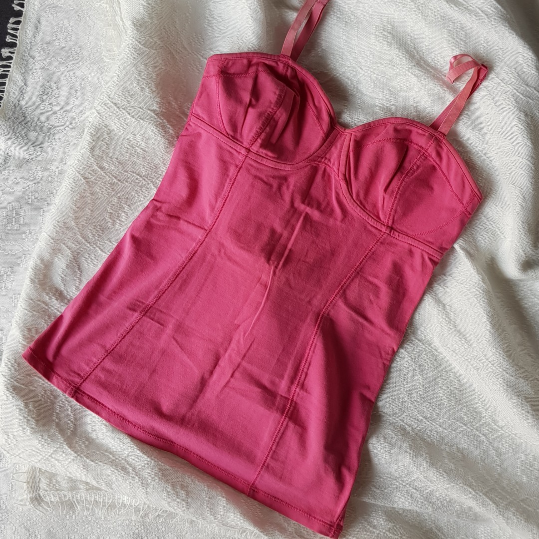 Aritzia Hot Pink Corset Tank Top, Women's Fashion, Tops, Sleeveless on