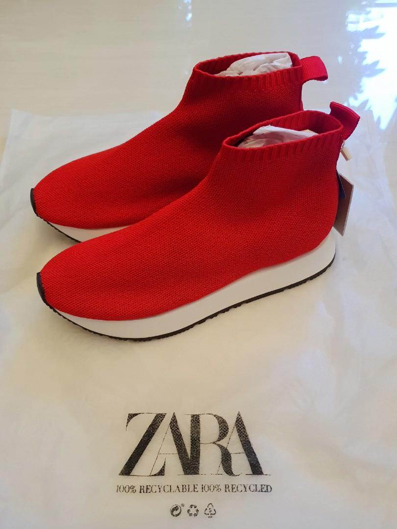 BNWT ZARA Kids Red Sock-Style High Top 