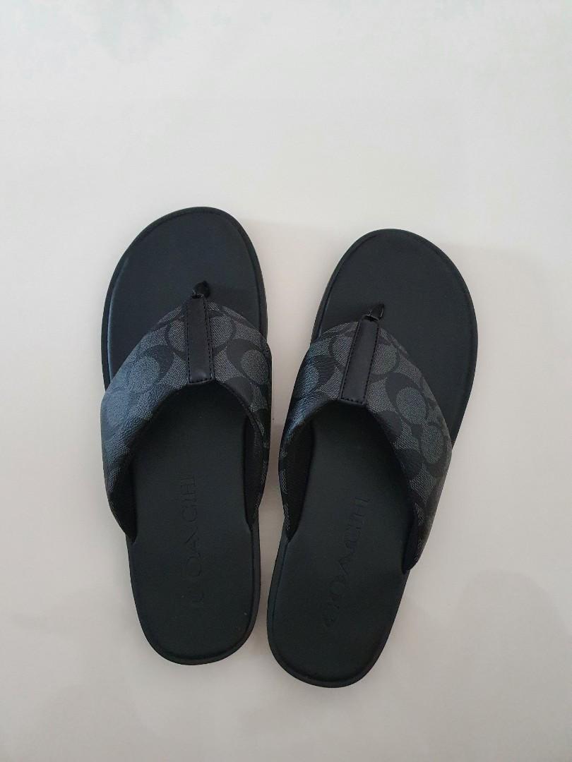 Men's coach leather flip flops clearance