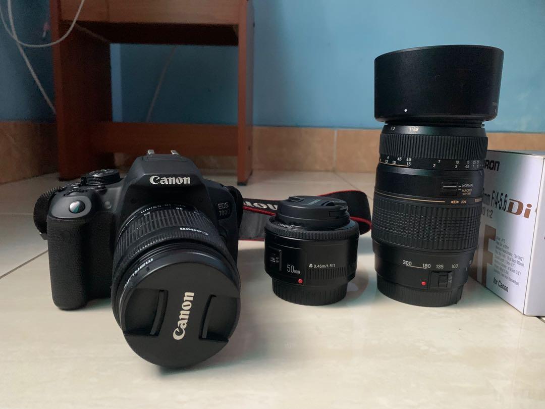 canon 700d 3 lensa dan tas