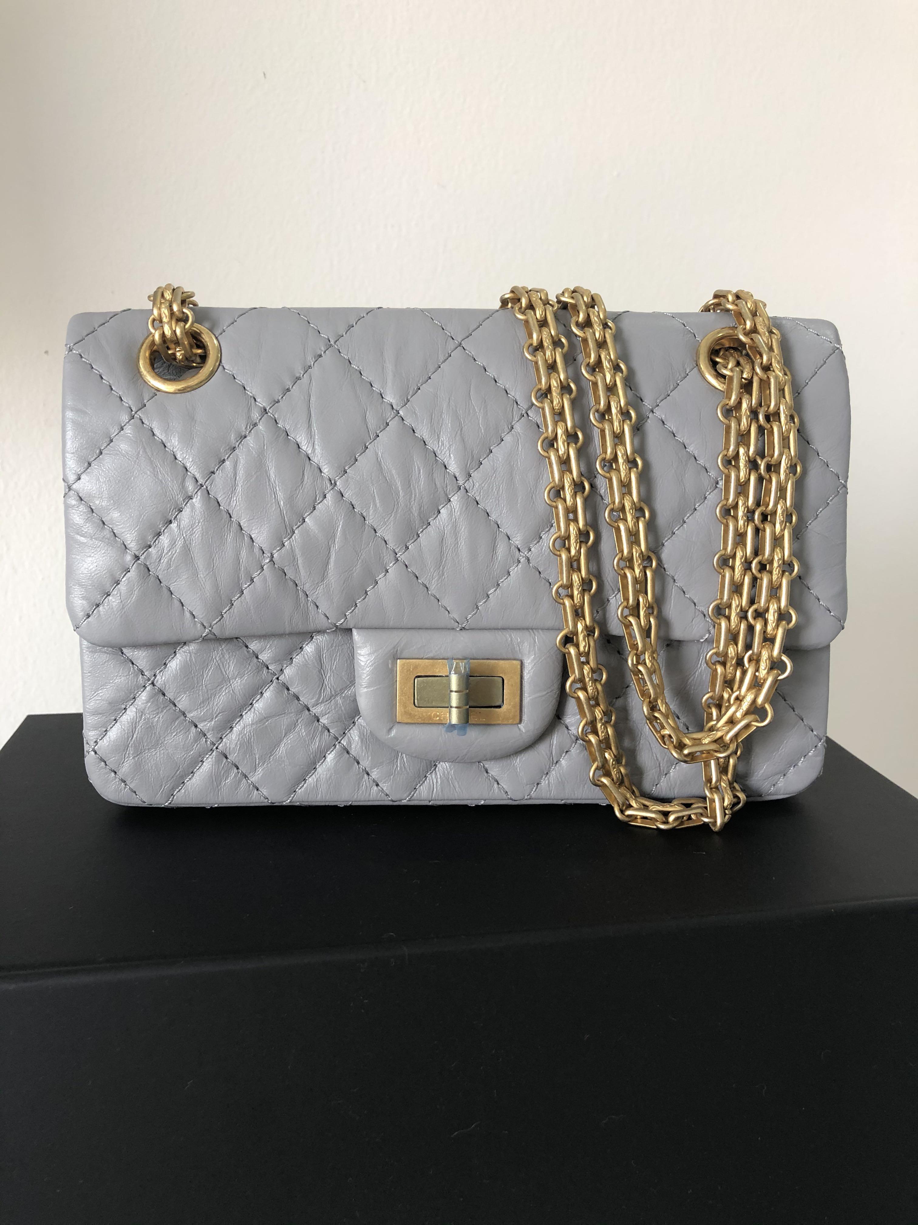 Chanel Mini 2.55 in aged calfskin, Luxury, Bags & Wallets on Carousell