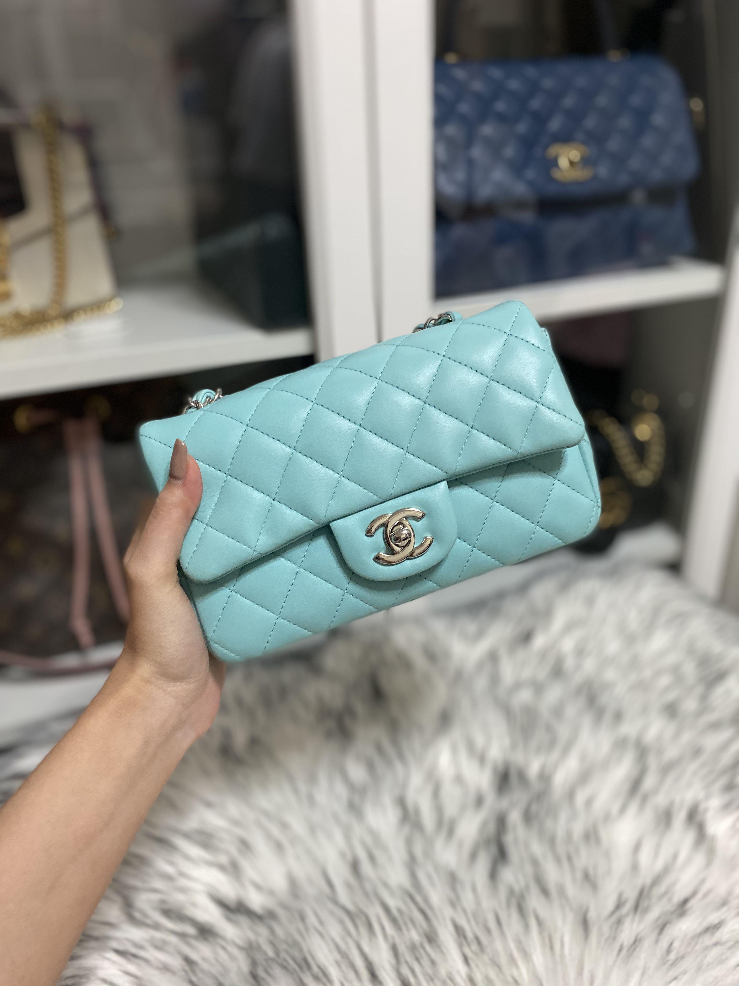 Reserved) Chanel Tiffany Blue Mini Rectangular 19C #27, Luxury, Bags &  Wallets on Carousell