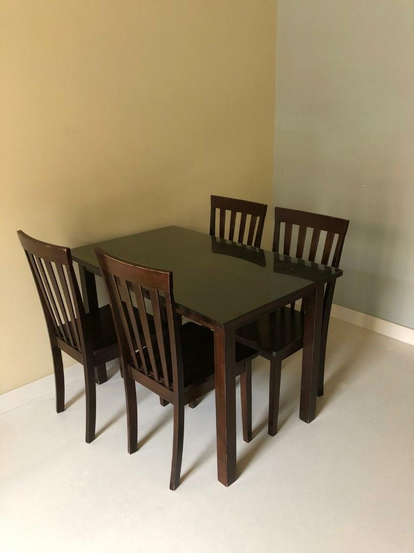 Cheap Dining Table And 4 Chairs With Glass Top Furniture Tables Chairs On Carousell