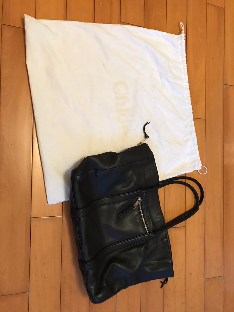 Chloe black leather tote bag