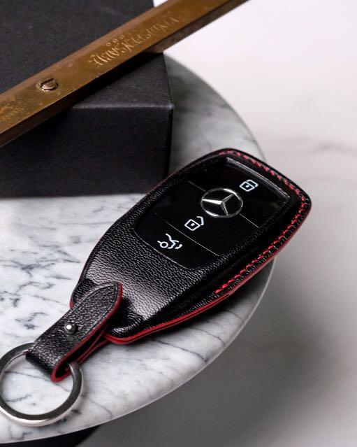  Custom Made to Fit Coaster Genuine Leather Key Fob Cover  for Mercedes Benz- Custom Made to fit the Year / Make / Model of Your Car