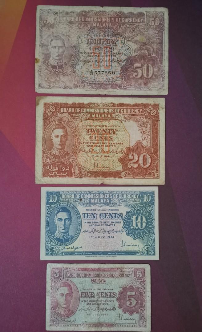 Duit Lama Malaya King 50 20 10 5 Cents 1941 Antiques Currency On Carousell