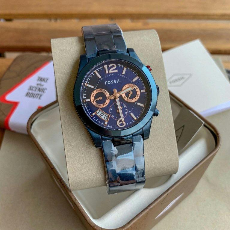 Fossil Original ES4093 Perfect Boyfriend Navy Blue Dial Ladies