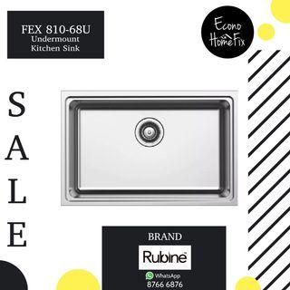 🔥🔥🔥FREE DELIVERY!!! RUBINE STAINLESS STEEL SINGLE BOWL KITCHEN SINK 1.2MM THICK FEX 810-68U
