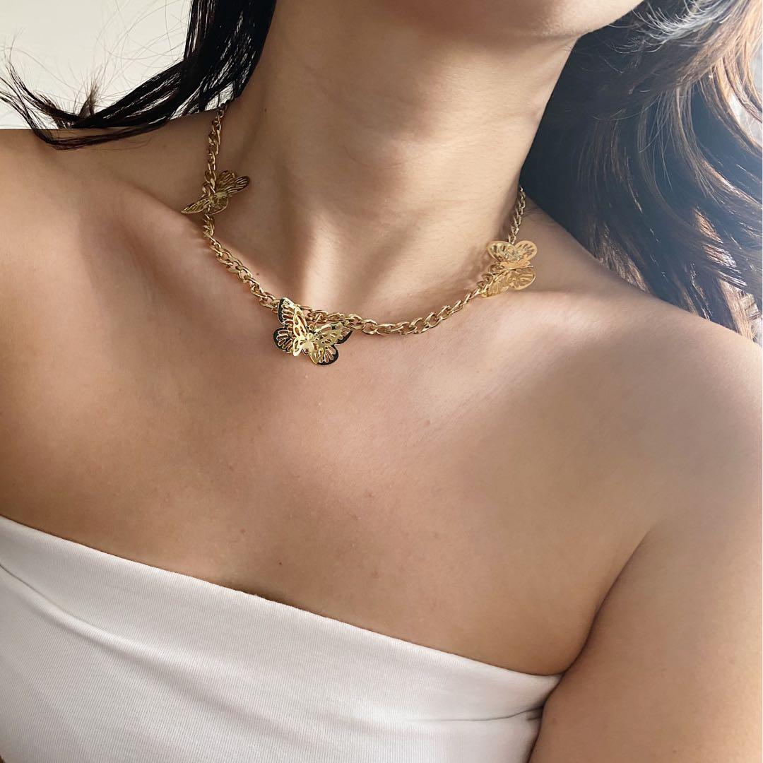 Gold butterfly shop choker