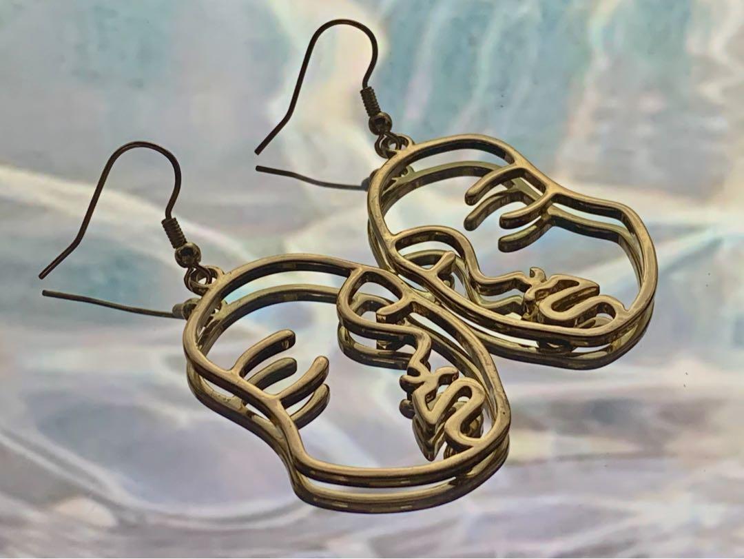 Gold sale face earrings