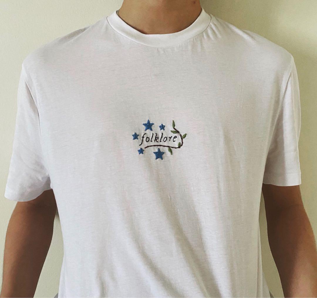 Hand Embroidered T Shirt With Folklore Print Taylor Swift Inspired Bulletin Board Preorders On Carousell