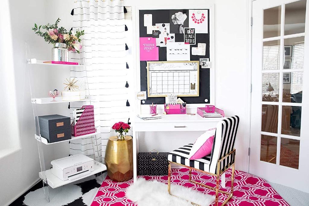 Blu Monaco 5 Piece Pink Office Supplies Desk Organizer Set