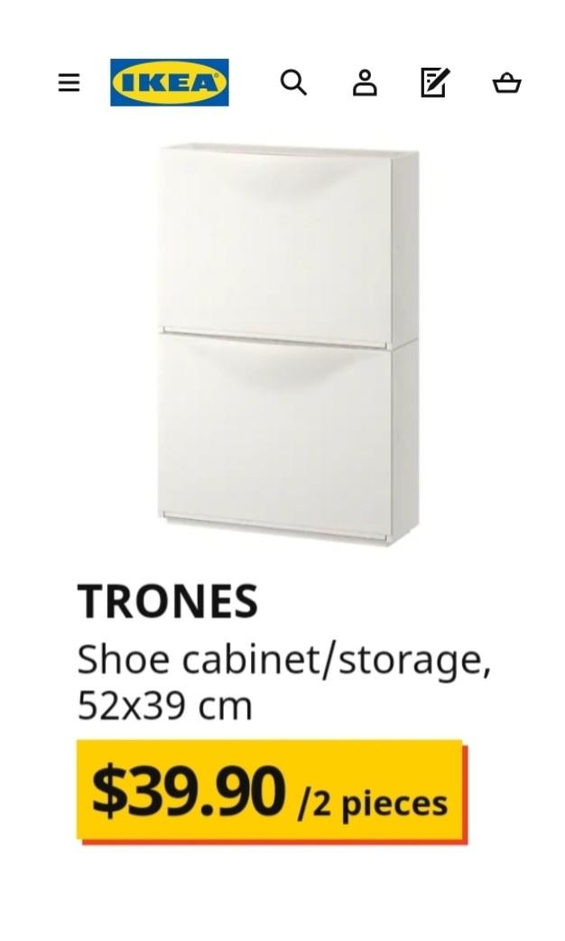 IKEA TRONES SHOE STORAGE WHITE, Furniture, Shelves & Drawers